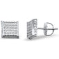 8MM Micro Pave Square CZ .925 Sterling Silver Stud Earring Colors Available!