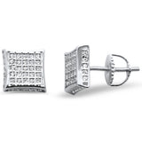 Pendiente de botón cuadrado de plata de ley .925 con micropavé de circonitas de 8 mm ¡Colores disponibles!