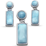 Natural Larimar .925 Sterling Silver Pendant & Earring Set