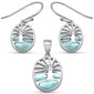 Lighthouse Natural Larimar .925 Sterling Silver Earring & Pendant Set