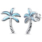 Palm Tree Natural Larimar .925 Sterling Silver Earrings