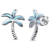 Palm Tree Natural Larimar .925 Sterling Silver Earrings