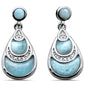 Natural Larimar & CZ .925 Sterling Silver Earring