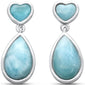 Pear & Heart Shaped Natural Larimar .925 Sterling Silver Earrings