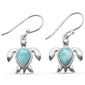 Natural Pear Shaped Larimar Turtle .925 Sterling Silver Dangling Earrings