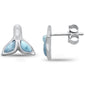 Natural Larimar Whale Tail .925 Sterling Silver Earrings