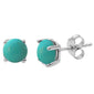 Round Natural Turquoise Stud .925 Sterling Silver Earrings