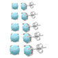 Round Natural Larimar Stud .925 Sterling Silver Earrings 3MM-10MM Available