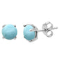 Round Natural Larimar Stud .925 Sterling Silver Earrings 3MM-10MM Available
