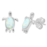 White Opal Turtle .925 Sterling Silver Earrings