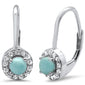 Halo Natural Larimar & CZ .925 Sterling Silver Earrings