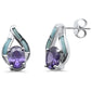 Elegant Oval Larimar & Amethyst .925 Sterling Silver Earrings
