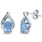 Elegant Oval Larimar & Aquamarine .925 Sterling Silver Earrings