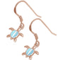 Rose Gold Plated Natural Larimar Turtle .925 Sterling Silver Earrings