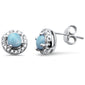 Halo Round Natural Larimar .925 Sterling Silver Earrings