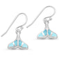 Natural Larimar Whale Tail Dangle .925 Sterling Silver Earrings