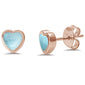 Rose Gold Plated Heart shape Natural Larimar Stud .925 Sterling Silver Earrings