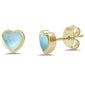 Yellow Gold Plated Heart shape Natural Larimar Stud .925 Sterling Silver Earrings