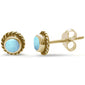 Yellow Gold Plated Natural Larimar Stud .925 Sterling Silver Earrings