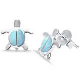 Pendientes de Plata Fina .925 con Tortuga de Larimar Natural