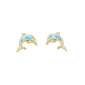 Yellow Gold Plated Natural Larimar Stud .925 Sterling Silver Earrings