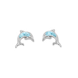 Cute Natural Larimar Stud .925 Sterling Silver Earrings