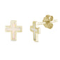Yellow Gold Plated White Opal Cross  .925 Sterling Silver Earrings