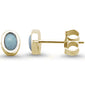 Yellow Gold Plated Oval Larimar Studs .925 Sterling Silver Earrings