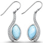 Natural Larimar & Cz Marquise Dangle  .925 Sterling Silver Earrings