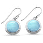 Round Natural Larimar .925 Sterling Silver Earrings