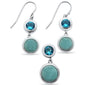 Round Natural Larimar & Blue TopAz .925 Sterling Silver Earrings & Pendant Set