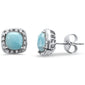 Natural Larimar Cushion Shape .925 Sterling Silver Earrings