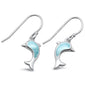 Natural Larimar Dolphin Dangle .925 Sterling Silver Earrings