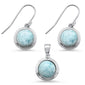 <span>CLOSEOUT! </span>Round Natural Larimar .925 Sterling Silver Pendant & Earring Set