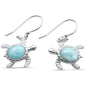 Natural Larimar Turtles .925 Sterling Silver Drop Dangle Earrings