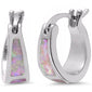 <span>CLOSEOUT!</span> Pink Fire Opal Hoop .925 Sterling Silver Earrings