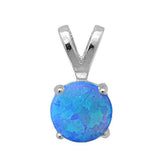 Round Blue Opal .925 Sterling Silver Pendant