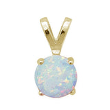 Yellow Gold Plated Round White Opal .925 Sterling Silver Pendant