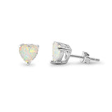 White Opal Heart  .925 Sterling Silver Earrings