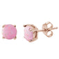 Rose Gold Plated Round Pink Opal .925 Sterling Silver Earrings
