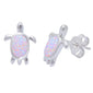 Pink Opal Turtle  .925 Sterling Silver Earrings