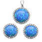 <span>CLOSEOUT! </span>Blue Opal & Cubic Zirconia .925 Sterling Silver Pendant & Earring Set