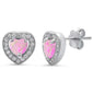 Pink Opal & Pave Cz Heart .925 Sterling Silver Earrings
