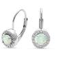 Halo White Opal .925 Sterling Silver Earrings