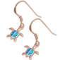 Rose Gold Plated Blue Opal Turtle .925 Sterling Silver Earrings