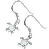 White Opal Turtle .925 Sterling Silver Earrings
