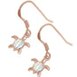 Rose Gold Plated White Opal Turtle .925 Sterling Silver Earrings