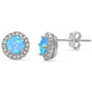 Halo Blue Opal .925 Sterling Silver Earrings
