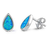 TEAR DROP BLUE OPA .925 Sterling Silver Earrings