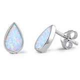 Teardrop White Opal Stud .925 Sterling Silver Earrings